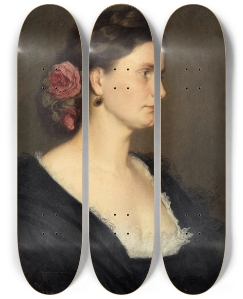 Triptych art skateboard deck of Leopold Carl Mller Luise Mller by Leopold Carl Muller (1834-1892)