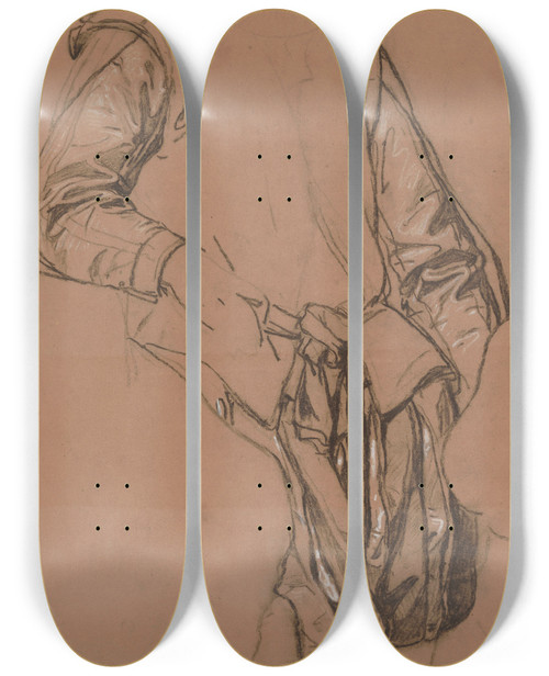 Triptych art skateboard deck of Nicaise De Keyser The Painter Bartholomeus Spranger by Nicaise De Keyser (1813-1887)