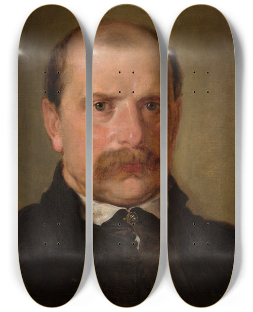Triptych art skateboard deck of Jan Matejko Portrait Of Kazimierz Stankiewicz by Jan Matejko (1838-1893)