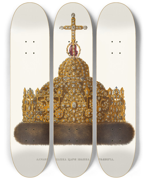 Triptych art skateboard deck of Fedor Grigoryevich Solntsev Almaznaia Shapka Tsaria Ioanna Alekseevicha Izobrazhenie 1 by Fedor Grigoryevich Solntsev (1801-1892)
