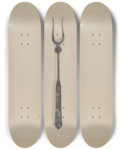 Triptych art skateboard deck of Anna Aloisi Toasting Fork by Anna Aloisi