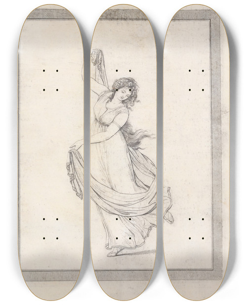 Triptych art skateboard deck of Friedrich Rehberg Drawings Faithfully Copied From Nature At Naples Pl05 by Friedrich Rehberg (1758-1835)
