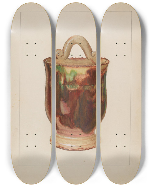 Triptych art skateboard deck of John Fisk Wall Pocket For Flowers_2 by John Fisk