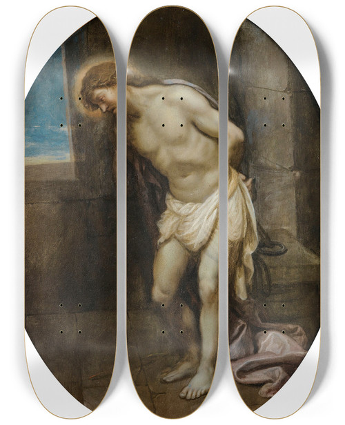 Triptych art skateboard deck of Circle Of Charles Le Brun Ecce Homo by Circle Of Charles Le Brun (1619-1690)