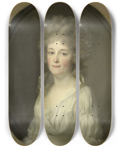 Triptych art skateboard deck of Johann Friedrich August Tischbein Portrait Of Johanna Ferdinanda Van Collen Wife Of Salomon Rendorp by Johann Friedrich August Tischbein (1750-1812)