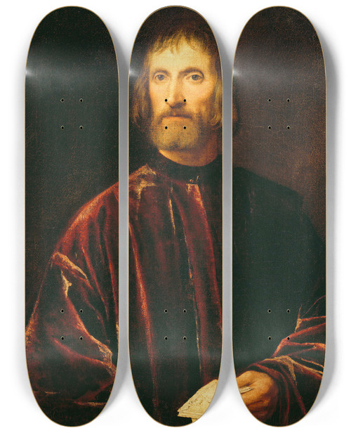 Triptych art skateboard deck of Titian Andrea Dei Franceschi by Titian (1488-1576)