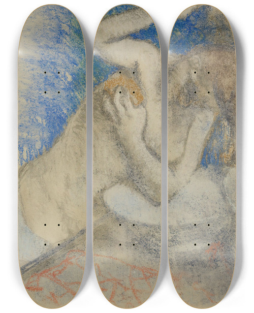 Triptych art skateboard deck of Edgar Degas Femme Sa Toilette by Edgar Degas (1834-1917)