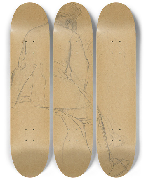 Triptych art skateboard deck of Edgar Degas Cavalier_1 by Edgar Degas (1834-1917)