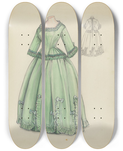 Triptych art skateboard deck of Jean Peszel Dress_3 by Jean Peszel