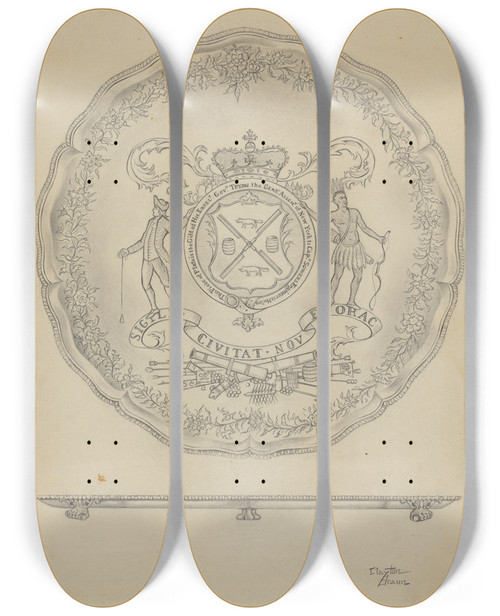Triptych art skateboard deck of Clayton Braun Silver Salver by Clayton Braun