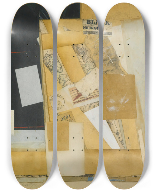 Triptych art skateboard deck of Kurt Schwitters Black Nburgh by Kurt Schwitters (1887-1948)