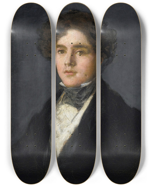 Triptych art skateboard deck of Francisco De Goya Portrait Of Mariano Goya The Artists Grandson by Francisco de Goya (1746-1828)