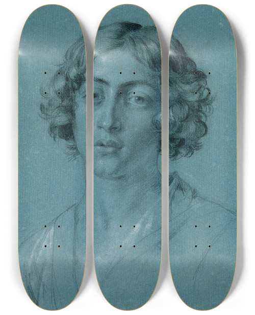 Triptych art skateboard deck of Johann Peter Krafft Portrtstudie Zu David Mit Dem Haupt Goliaths_1 by Johann Peter Krafft (1780-1856)