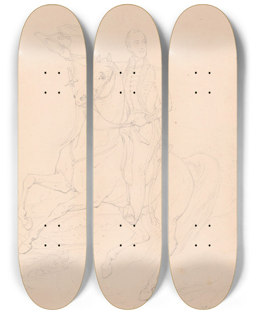 Triptych art skateboard deck of Nicaise De Keyser The Prince Of Orange At Waterloo_1 by Nicaise De Keyser (1813-1887)