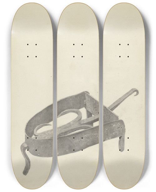 Triptych art skateboard deck of Joseph Stonefield Trivet by Joseph Stonefield