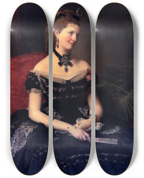 Triptych art skateboard deck of Federico De Madrazo Y Kuntz Matilde De Aguilera Y Gamboa Lady Of Fontagud by Federico De Madrazo Y Kuntz (1815-1894)