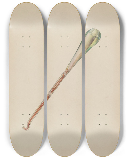 Triptych art skateboard deck of Francis Law Durand Glass Button Hook by Francis Law Durand (1935)