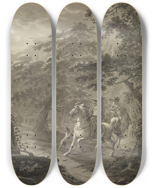 Triptych art skateboard deck of Johann Georg Pforr Der Mann Unter Dem Baum Illustration Zu Ritter Horst I by Johann Georg Pforr (1745-1798)