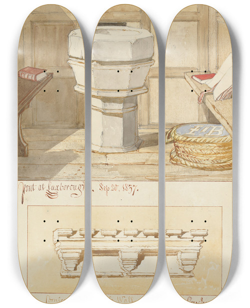 Triptych art skateboard deck of Rev James Bulwer One From A Volume Of Drawings And Prints_29 by Rev James Bulwer (1794-1879)
