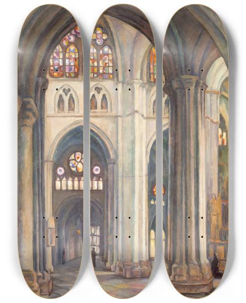 Triptych art skateboard deck of Samuel Halpert Toledo Cathedral by Samuel Halpert (1884-1930)