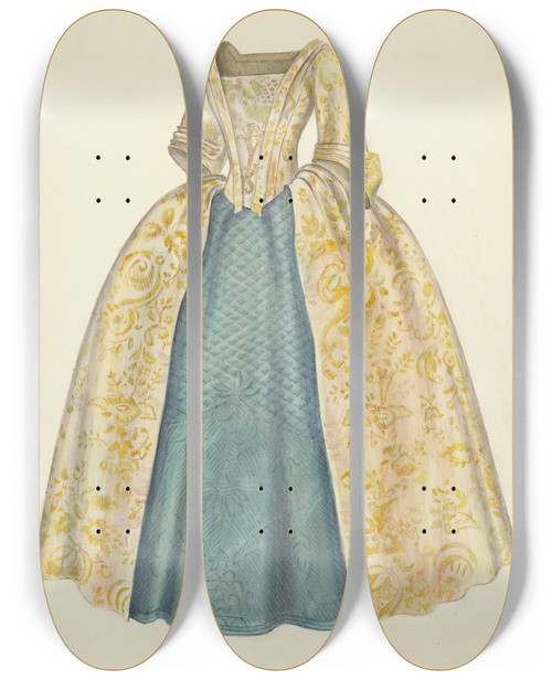 Triptych art skateboard deck of American 20Th Century Dress_3 by American 20Th Century