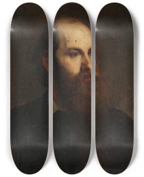 Triptych art skateboard deck of Monogrammist G R Moritz Hartmann by Monogrammist G R