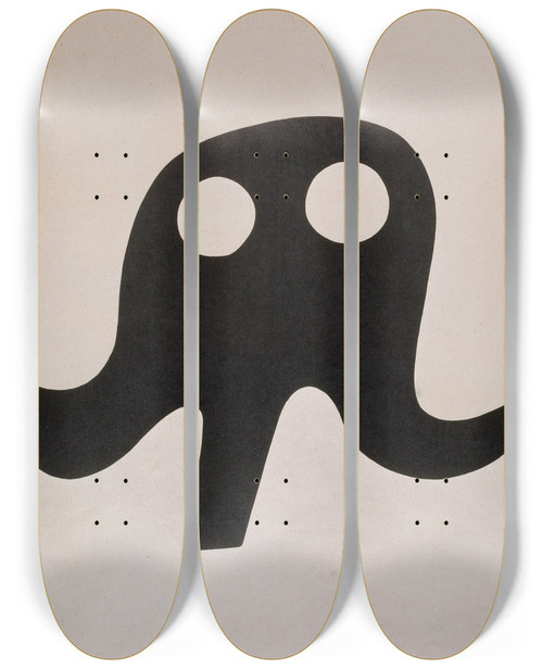 Triptych art skateboard deck of Kurt Schwitters Schnurrhut by Kurt Schwitters (1887-1948)