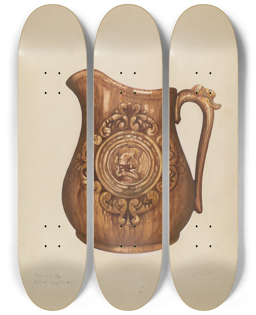 Triptych art skateboard deck of Samuel O Klein Pitcher_1 by Samuel O Klein