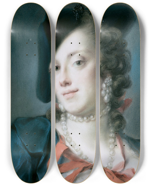 Triptych art skateboard deck of Rosalba Carriera A Venetian Lady From The House Of Barbarigo Caterina Sagredo Barbarigo by Rosalba Carriera (1675-1757)