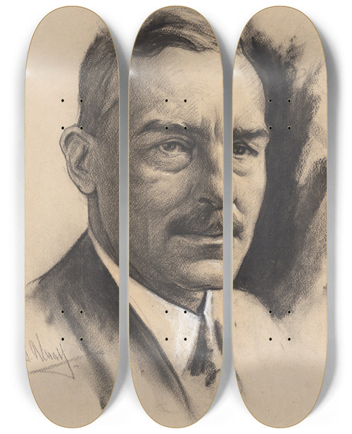 Triptych art skateboard deck of Samuel Johnson Woolf Sir Ronald Charles Lindsay_2 by Samuel Johnson Woolf (1880-1948)