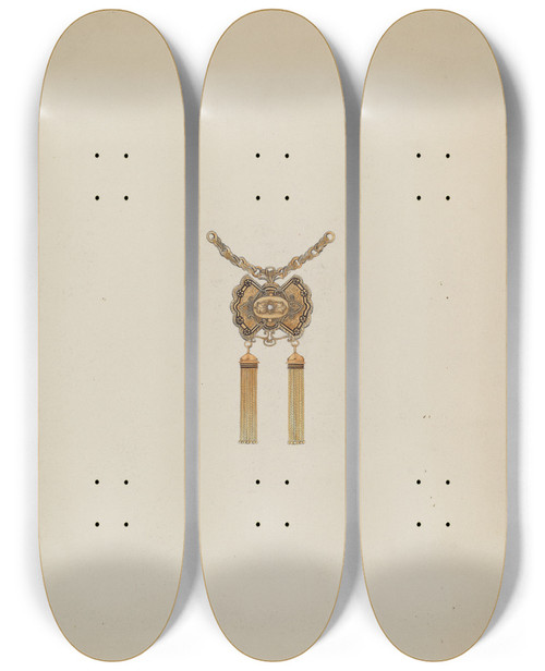 Triptych art skateboard deck of Madeline Arnold Brooch_1 by Madeline Arnold