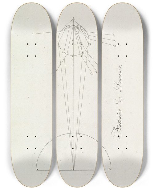 Triptych art skateboard deck of Johann Wolfgang Von Goethe Zur Farbenlehre Pl16 by Johann Wolfgang Von Goethe (1749-1832)