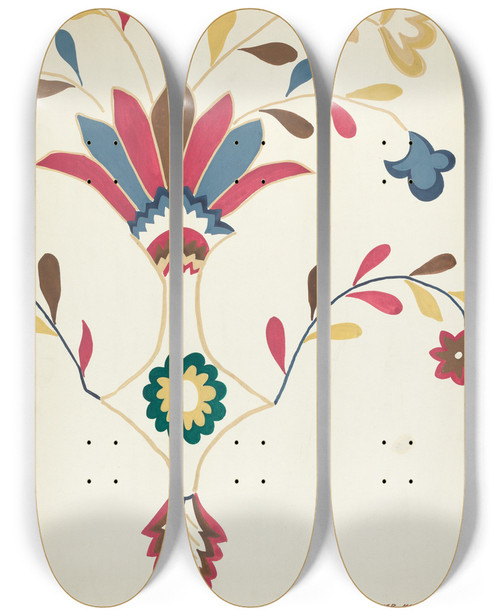 Triptych art skateboard deck of Majel G Claflin Design From A Proposed Portfolio_2 by Majel G Claflin (1893-1941)