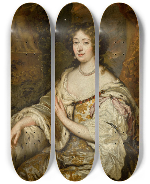 Triptych art skateboard deck of Workshop Of Caspar Netscher Portrait Of Maria Mancini 16391715 by Workshop Of Caspar Netscher (1639-1684)