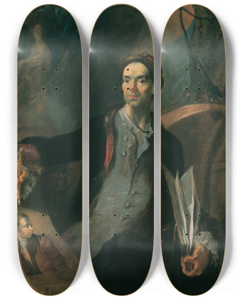 Triptych art skateboard deck of Franz Anton Maulbertsch Knstlerbildnis Sogenanntes Selbstbildnis by Franz Anton Maulbertsch (1724-1796)