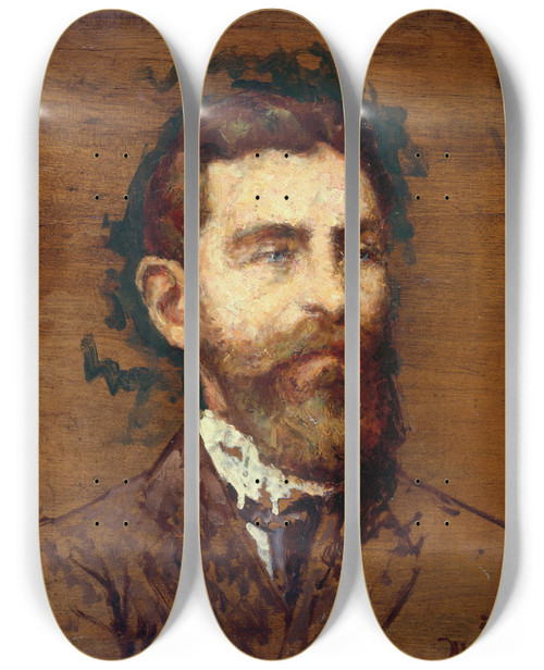 Triptych art skateboard deck of Adolphe Monticelli Portrait De Franois Ziem by Adolphe Monticelli (1824-1886)