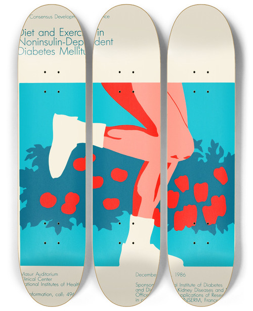 Triptych art skateboard deck of National Institutes Of Health Diet And Exercise In Noninsulindependent Diabetes Mellitus by National Institutes Of Health (1887)