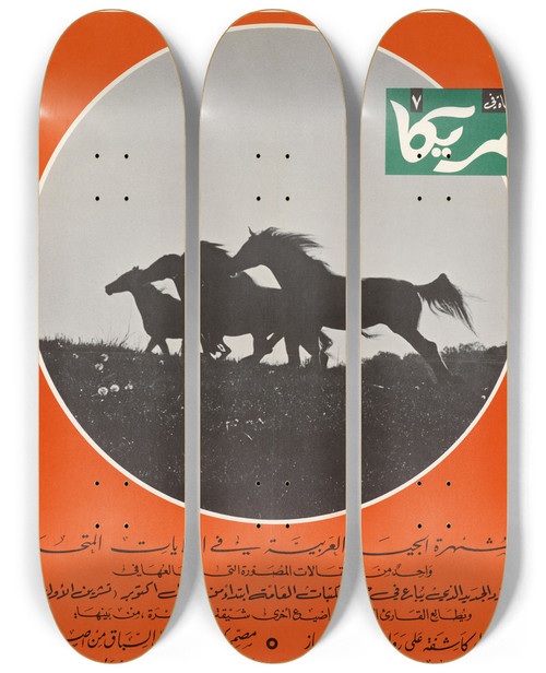 Triptych art skateboard deck of Us Information Agency Untitled Foreign Language by U S Information Agency (1953-1999)
