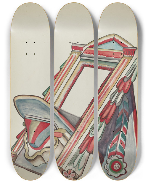 Triptych art skateboard deck of E Boyd Reading Stand by E Boyd (20-)