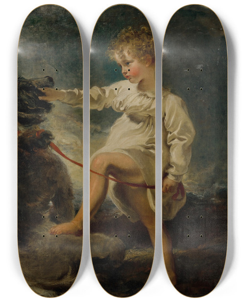Triptych art skateboard deck of Sir Thomas Lawrence Portrait Of William Lock 18041832 As A Child by Sir Thomas Lawrence (1769-1830)