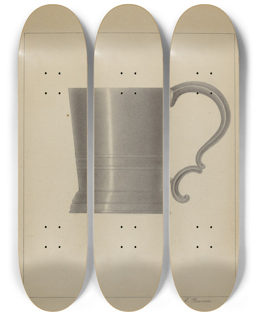 Triptych art skateboard deck of Filippo Porreca Pewter Mug_1 by Filippo Porreca