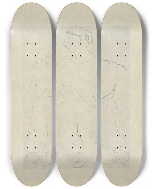 Triptych art skateboard deck of Henri Gaudierbrzeska H Gaudierbrzeska 18911915 Pl08 by Henri Gaudier-Brzeska (1891-1915)