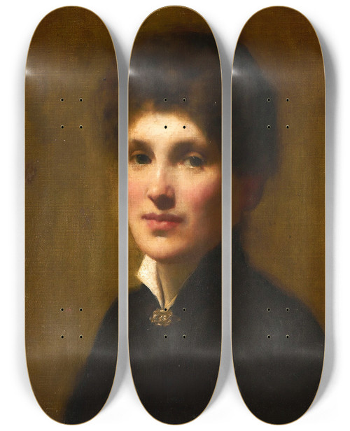 Triptych art skateboard deck of Solomon Joseph Solomon Portrait Of Henrietta Lowy Solomon The Artists Sister by Solomon Joseph Solomon (1860-1927)