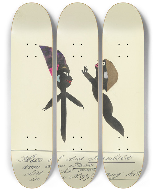 Triptych art skateboard deck of John Elsas Hier Ist Das Sinnbild Von Dem Paar by John Elsas (1851-1935)