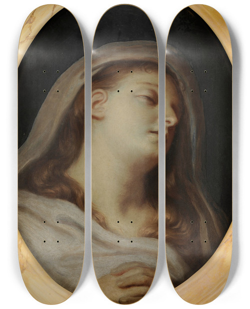 Triptych art skateboard deck of Charles Le Brun Effigie Funraire Dhenriette Slincart by Charles Le Brun (1619-1690)