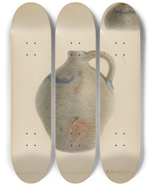 Triptych art skateboard deck of Nicholas Amantea Jug_13 by Nicholas Amantea (1900-1978)