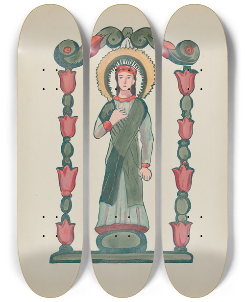 Triptych art skateboard deck of American 20Th Century Unpublished Print For Immaculate Conception by American 20Th Century
