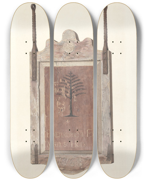 Triptych art skateboard deck of Alfred Parys Tavern Sign_3 by Alfred Parys