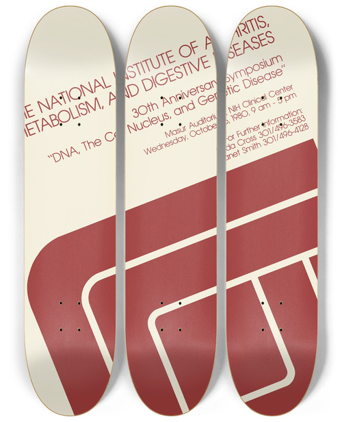 Triptych art skateboard deck of National Institutes Of Health Dna The Cell Nucleus And Genetic Disease by National Institutes Of Health (1887)
