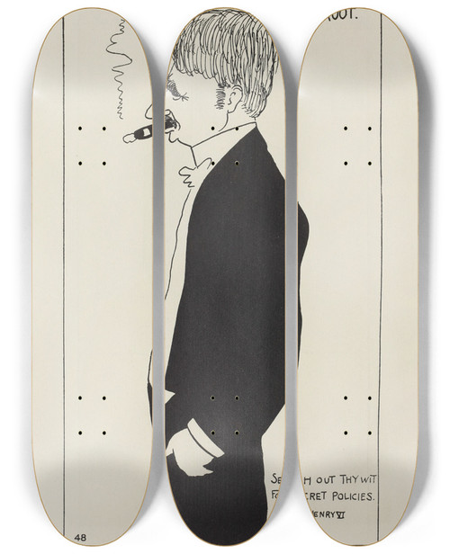 Triptych art skateboard deck of Carlo De Fornaro Mortals Immortals Pl48 by Carlo de Fornaro (1872-1949)